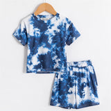Baby Girls Tie-dye Printed Clothes Sets For 1-5Y Summer Short Sleeve Print Boy T Shirts Tops+Shorts Pants Kids Boy