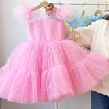 Pretty Girls Dress Birthday Party Princess Dress Lace Kids Ball Gown Elegant Dress Casual Children Dress Size