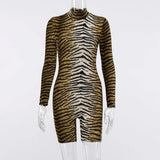 fashion women fall skinny autumn clothes leopard print striped long sleeve fitness playsuit jumpsuit bodysuit