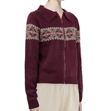 Vintage Polo Collar Zip Up Knit CardiganOutfit