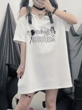 Printed Off Shoulder Women Tshirts Casual Streetwear Y2k Aesthetic T Shirt Girl Sweet Tops Harajuku Graphic Tees