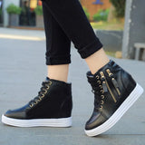 Heightened Women's Shoes 2024 Spring New Leisure High-Upper Shoes, All-Purpose Sports Shoes, Lightweight And Thin Single Shoes,