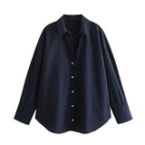 2025 New Women's Long Sleeve Lapel Loose Striped Silk Shirt