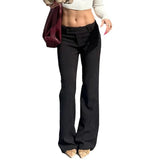 Zingj Wind Stripe Bump Color Micro La Casual Trousers Female Low Waist Slim Show Thin Straight