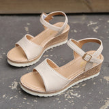 Ladies Sandals 2025 Summer New Large-Size Pine Cake Thick Bottom Slope With Fish Mouth Buckle