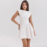 Short Sleeve Backless Mini Dress- Outfit