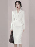 Wind OL Professional Ass Suit Dress Woman 2025 Korean Version Of Temperament Coat High Waist Half Skirt Two