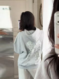Burst Fashion Personality Wing Squins Pattern Hooded Loose Sweater Straight Trousers Trousers