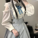 Kawaii Girl Sweet Cute Lolita Hollow Out Shirt Autumn Y2k Aesthetic Lace All Match Blouse Top Women New JK Loose