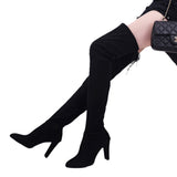 New Autumn And Winter Large Size Over The Knee Boots High And Sharp Sharpened Zipper Women