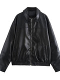 PU Leather Zipper Cropped Jacket- Outfit