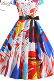 Print Halloween Women 2023 Summer O Neck Short Sleeve Party Robe Femme Elegant Vintage