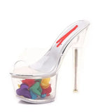 Zingj New Model Shoes Super High Heels 17CM Thin Heel Waterproof Platform Sandal Female Transparent Crystal Shoes Wedding