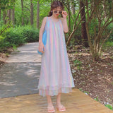 Dress Colorful Loose Sleeveless Spaghetti Strap New Beach Holiday Wear Female Ladies Fairy Vestidos Sweet Women