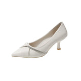Shoes Female Spring And Autumn New Thin Heel Temperament White Wedding Wedding Shoes French Pointed Small Fragrant Wind Fashion Single Shoes