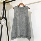 And Winter Clothing Thick Wool Vest Female Knitted Vest Loose Large Size Round Neck In The Long Section Of The Wild