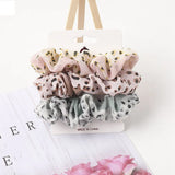 Silk Scrunchies Print Leopard Scrunchie Set Elastic Hair Bands Solid Color Fashion Headwear Women Hair Accessories