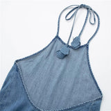 Backless Denim Dress Woman Blue Halter Long Dress Women Off Shoulder Midi Summer Dresses For Women 2023 Holiday