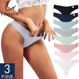3Pcs/Lot V Waist Cotton G-String Thong Panties String Underwear Women Briefs Sexy Lingerie Pants Low-Rise Ladies