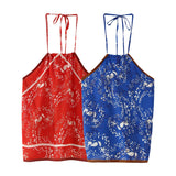 Spring Print Neck-Hanging Blouse