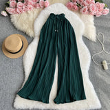 Zingj Wear A High Waist Strap With Casual Pants Female Micro Fat Large Size Show Thin Cover Meat Hanging Feeling Wide Leg Pleated