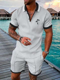 Zipper Lapel Shirts And Pockets Shorts Suits Mens Summer Outfits Fashion Streetwear Vintage Printed Two Piece Sets