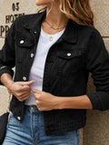 Fashion And Slim Lapel Denim Coat-Outfit