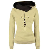 Autumn Winter Hoodies Sweatshirts Women Faith Embroidered Long Sleeve Pink Blue Pullovers Christmas Casual Warm Hooded