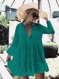 Bikini Cover-ups Long White Tunic Casual Summer Beach Dress Elegant Women Plus Size Beach Wear Swim Suit Cover