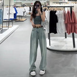 Thin Straight Jeans 2025 New Women's Summer Silk Pants Feel Small Ice Silk Wide Leg