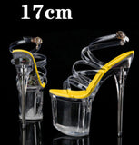 Zingj 34-43 Ultra High Heel Fishmouth Silver Heel Cross Strap Sandals Nightclub Sexy