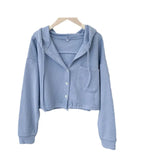 Zingj New Thin Hoodie Korean Version Loose Versatile Cardigan High Waist Jacket Short French Languid Lazy Wind Coat Female-Outfit