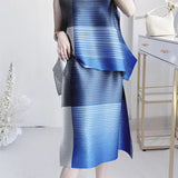 Wear Three Houses Folded 2025 Sleeveless Splicing Ribbon Loose Top High Waist Folded Skirt
