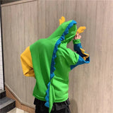 Harajuku Dinosaur Hoodies Women Kawaii Winter Fleece Oversized Sweatshirt Thicken Korean Fashion Alt Cartoon
