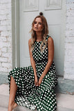 Sexy O Neck Sleeveless Boho Polka Dot Print Maxi Dress 2020 Casual Empire A Line Robe Ladies Party Long Dresses