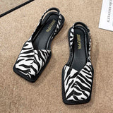 Zingj New Style Head Cover Square Heel Sandals Comfortable Flat-Soled Fashionable Square Head Ma Lizhen Sandals 211-1-Outfit