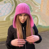Zingj Wool Hat Female Autumn And Winter Personality Knitting Hem Warm Lash Knit