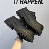 2025 Web Celebrity Thick Platform Korean Version Black Premium Sense Casual Dress Business Fashion Derby Shoes