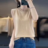 Photograph Vest Condole Belt Female Summer Loose Suit Inside Build Ice Silk Sleeveless Bottom White T Shirt Female Outside Wear Fashionable