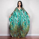 Print Deep V-neck Dress Batwing Sleeve Long Dresses Women 2022 Summer Dress Beachwear Bohemian Women Kaftan