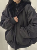 Reversible Oversize Fleece Hooded Jacket-Outfit