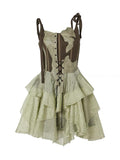 New Summer Y2k Gothic Backless Sexy Fluffy Dresses Women Fashion Streetwear Patchwork Bandage Club Design E-girl