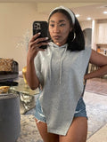 Cut Out Sleeveless Hoodie Sweatshirts Jackets Women Casual Loose Grey Grunge Coats 2022 Summer Harajuku Y2K