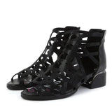 Woman Sandals Shoes Sandalias Mujer 2021 Summer Genuine Leather High Heels Slip on Bling Fashion Gladiator Shoes