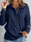 Color Knitted Shirt Women's Single Buckle Collar Long Sleeves Loose Leisure Bottoming Top Autumn And Winter