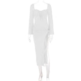 Zingj Women's Wear 2024 Autumn And Winter New Fashion Long Sleeve Tie Slim Back Hollow