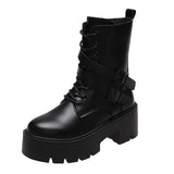 Autumn and Winter New Middle Boots Fashion Lace-up Zipper Botas Mujer Sports Thick-soled Martin Boots Casual Women's