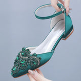 And Summer 2 Cm Flat Hedley Casual Sharp In The Hollow Sandals Square With Shallow Mouth Water Drill Buckle Bridal Shoes Wedding