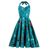 Summer Dress Casual Print 50s 60s Retro Vintage Dress Women Robe Rockabilly Pinup Halloween Vestidos Elegant Party