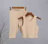 Summer Skinny Tank Sets Women Harajuku Fashion Casual Two Pieces Cotton Vest High Waist Knitted Shorts Female Sexy